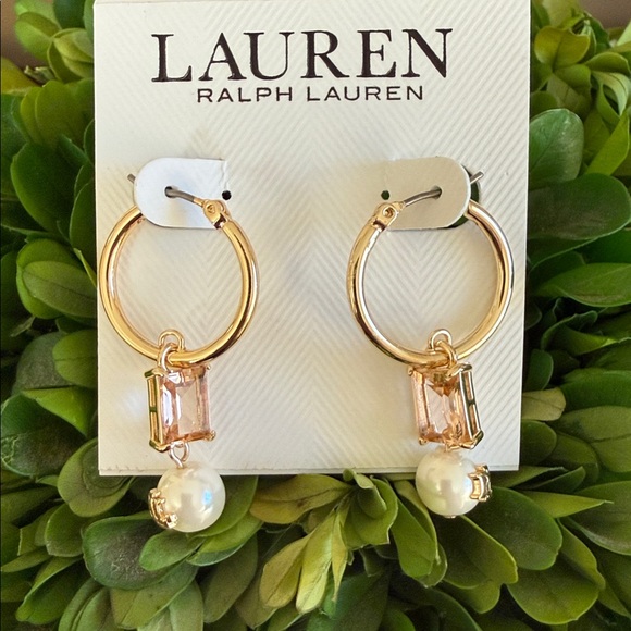 LAUREN Ralph Lauren ELEGANT GOLD-TONE HOOP EARRINGS 🌟NWT🌟 - Picture 2 of 10